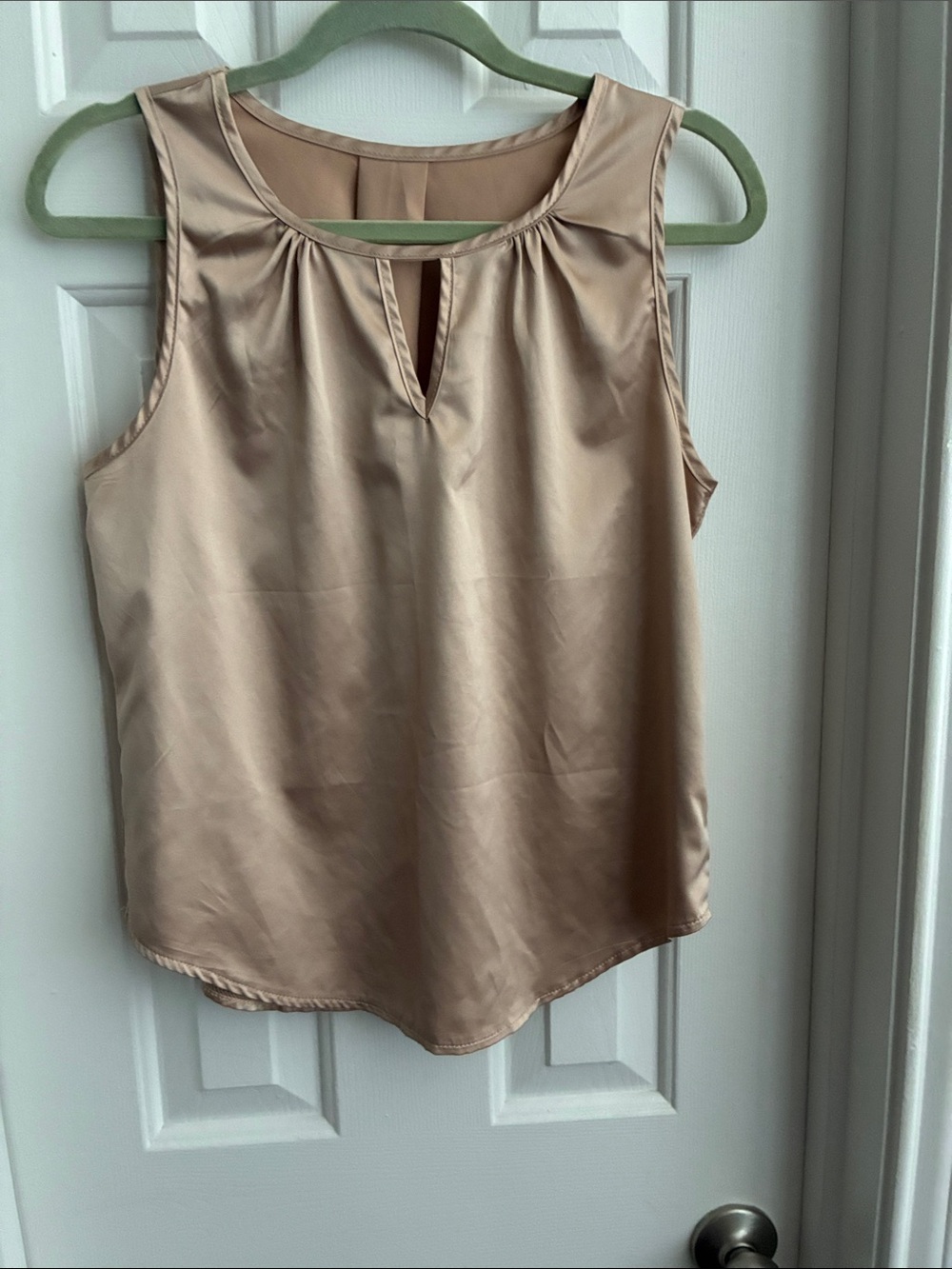 SHEIN Satin Keyhole Tank Top - Nude Beige